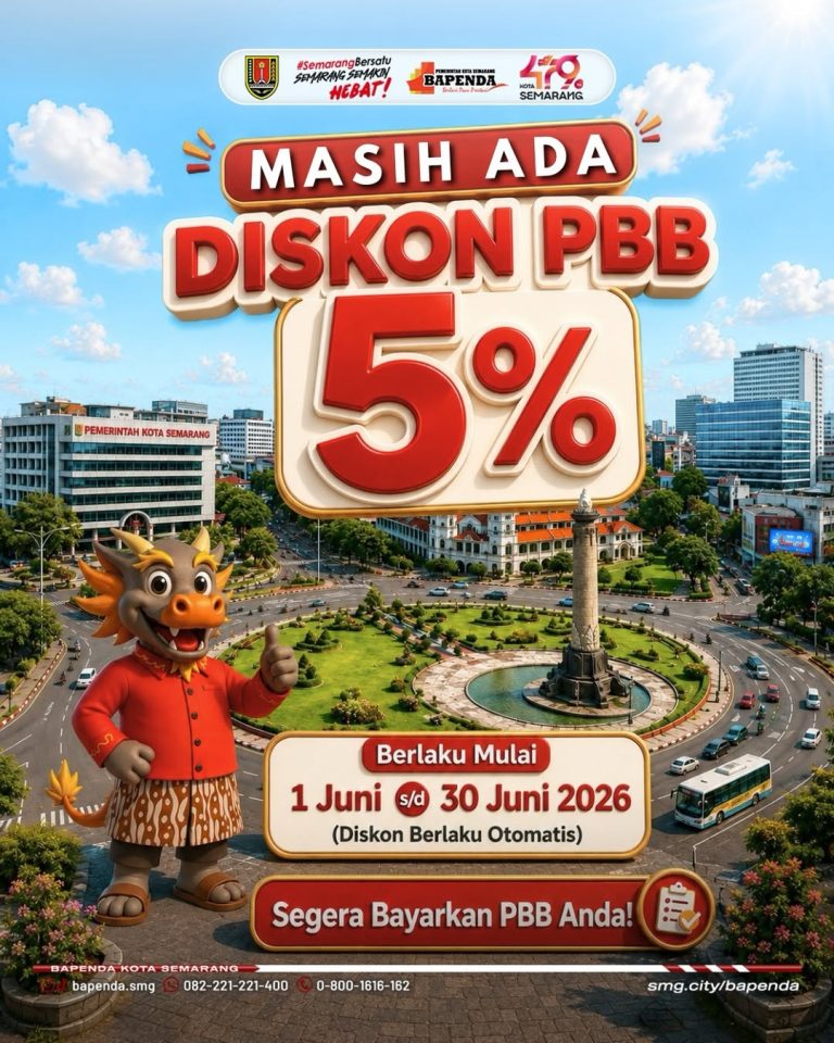Kabar baik untuk Sobat Pajak Semarang! Pemerintah Kota Semarang kembali memberikan diskon PBB se